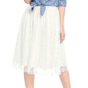 Allegra K Women Dots Elastic Waistband Skirt Small